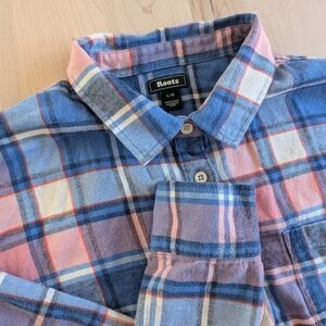 🦫ROOTS🇨🇦 Plaid Shirt in Blue and Pink,flannel